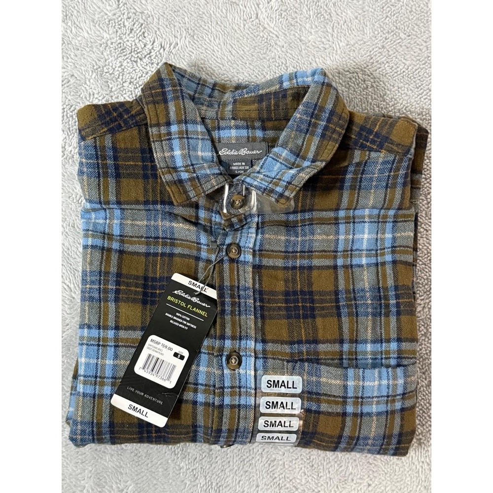 Eddie Bauer Shirt Mens Small NWT Flannel Button up